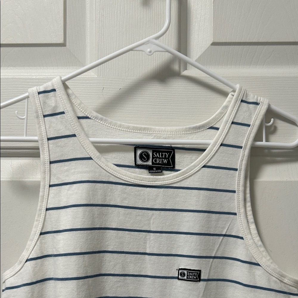 Salty Crew Men's Striped Tank Top - White and Navy - Picture 2 of 12